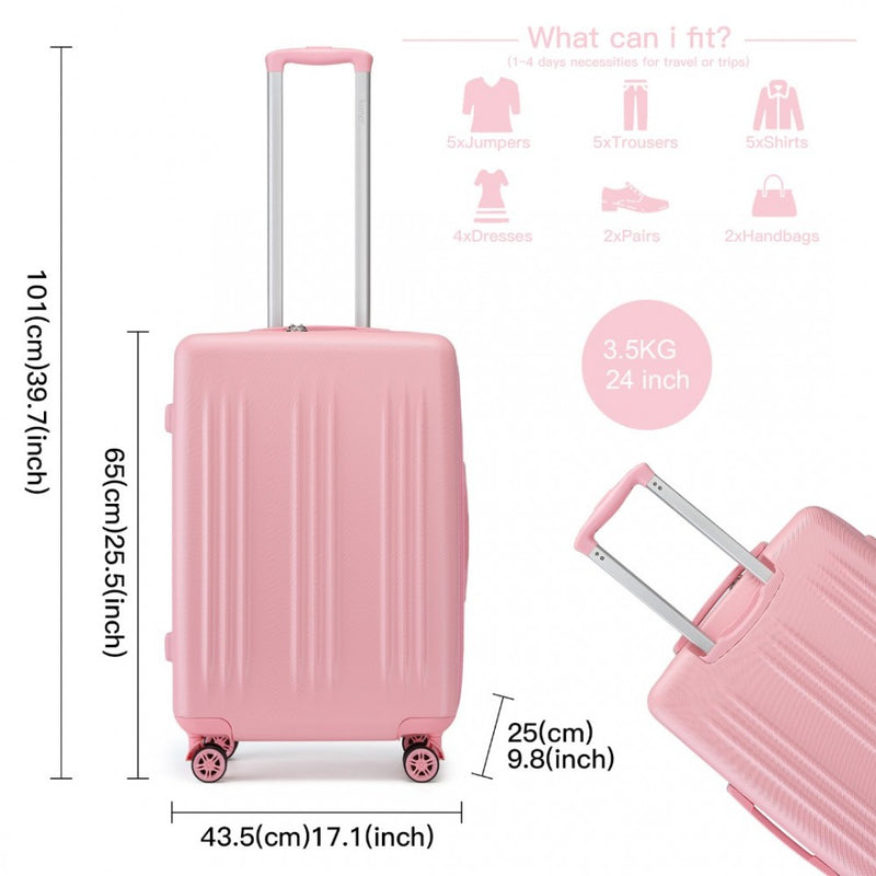 24 Inch Sleek Striped Check-In Suitcase