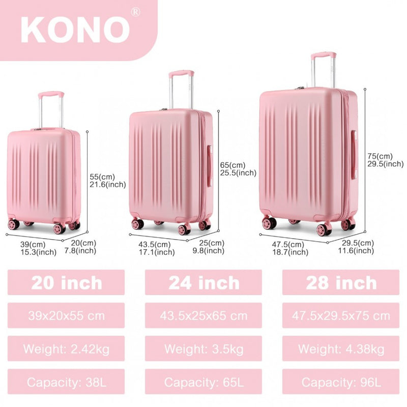 3 Piece Luggage Set 20/24/28 Inch Sleek Striped