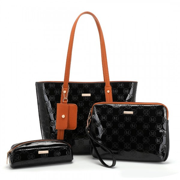 bag  Miss Lulu 4 Pieces Glossy Leather Tote Bag Set Moda Bags Moda Bags