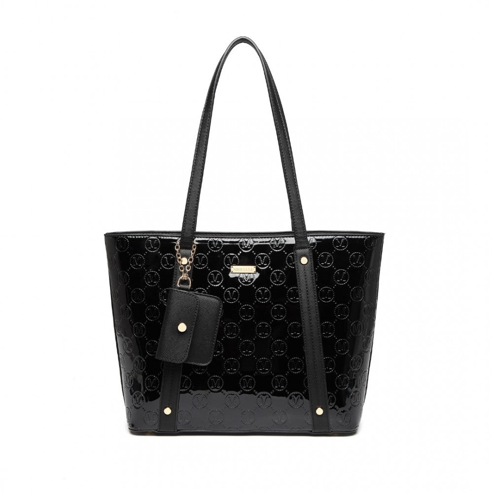 bag  Miss Lulu 4 Pieces Glossy Leather Tote Bag Set Moda Bags Moda Bags