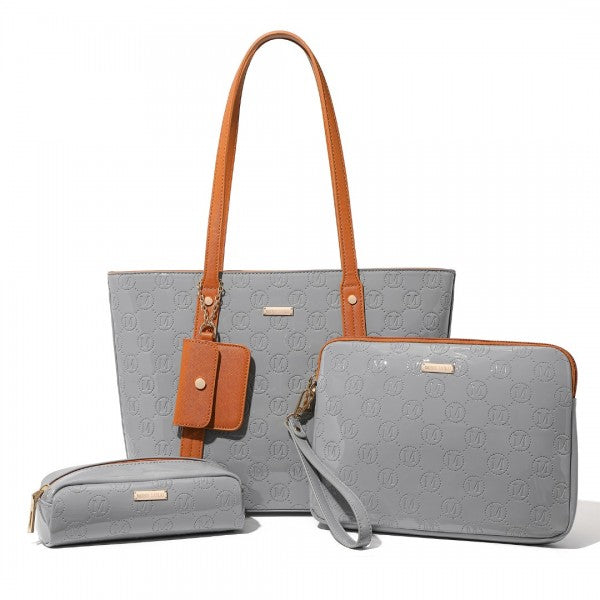 bag  Miss Lulu 4 Pieces Glossy Leather Tote Bag Set Moda Bags Moda Bags