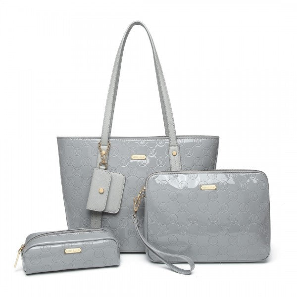 bag  Miss Lulu 4 Pieces Glossy Leather Tote Bag Set Moda Bags Moda Bags
