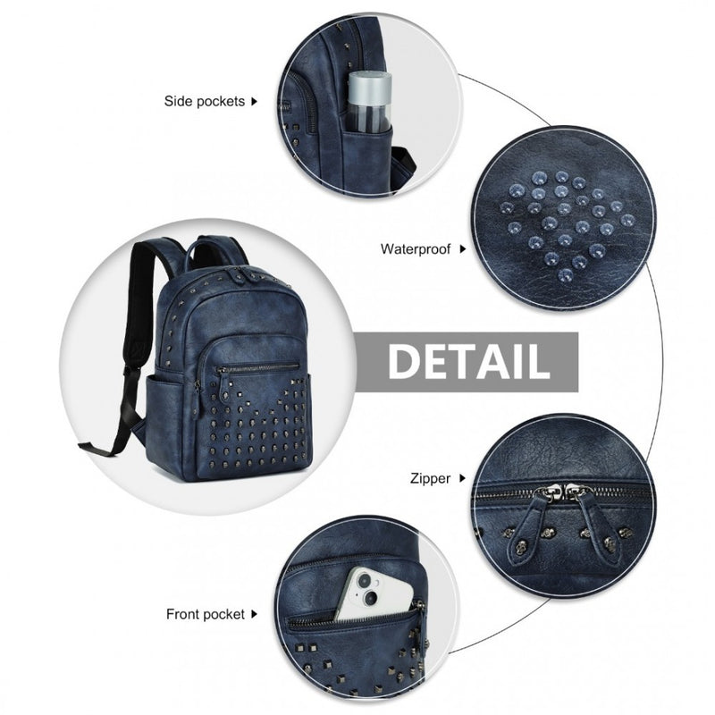 Fashion PU Leather Skull Studded Backpack Designer