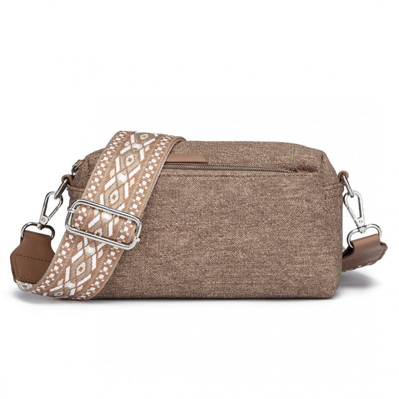 Jacquard Strap Water-Resistant Crossbody Bag