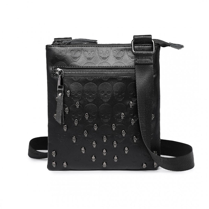 Stylish Gothic Skull Embossed PU Leather Crossbody