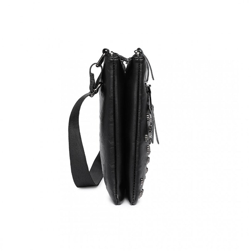 Stylish Gothic Skull Embossed PU Leather Crossbody