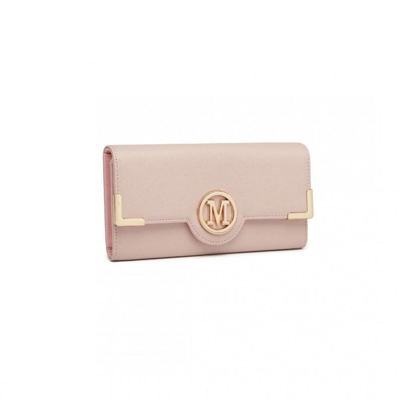 Miss Lulu Leather Look Classic Long Purse - Pink