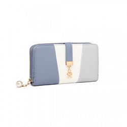 LP2030 - Miss Lulu Tri Colour Women's Leather Look Purse - Azure