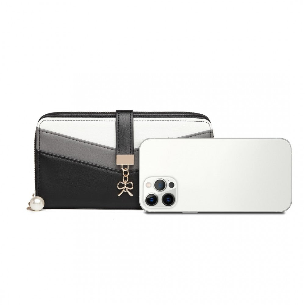 bag  LP2215 - Miss Lulu Mixed Colour Women's Leather Look Clutch Purse - Black Moda Bags Moda Bags
