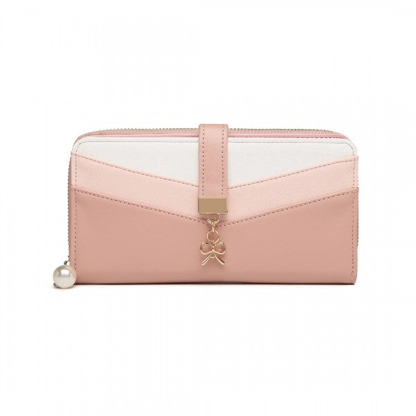 LP2215 - Miss Lulu Mixed Colour Women's Leather Look Clutch Purse - Pink