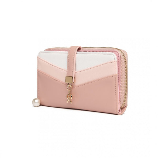 LP2215 - Miss Lulu Mixed Colour Women's Leather Look Clutch Purse - Pink