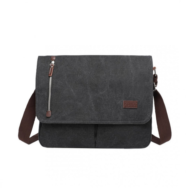 Durable Black Canvas Crossbody Bag