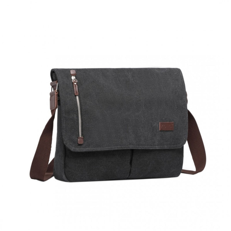 Durable Black Canvas Crossbody Bag