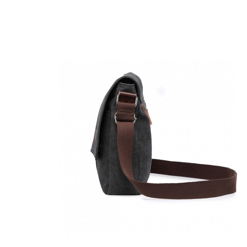 Durable Black Canvas Crossbody Bag