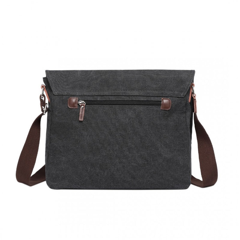 Durable Black Canvas Crossbody Bag