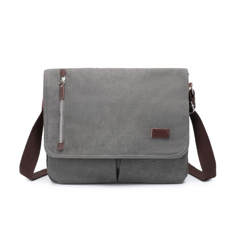 Durable Grey Canvas Crossbody Bag