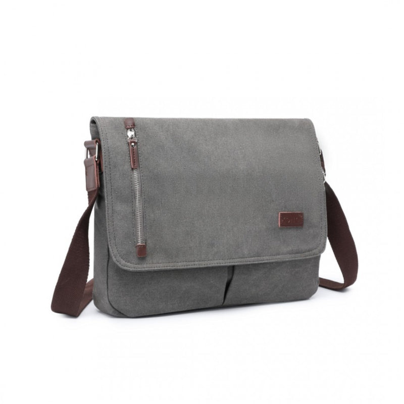 Durable Grey Canvas Crossbody Bag