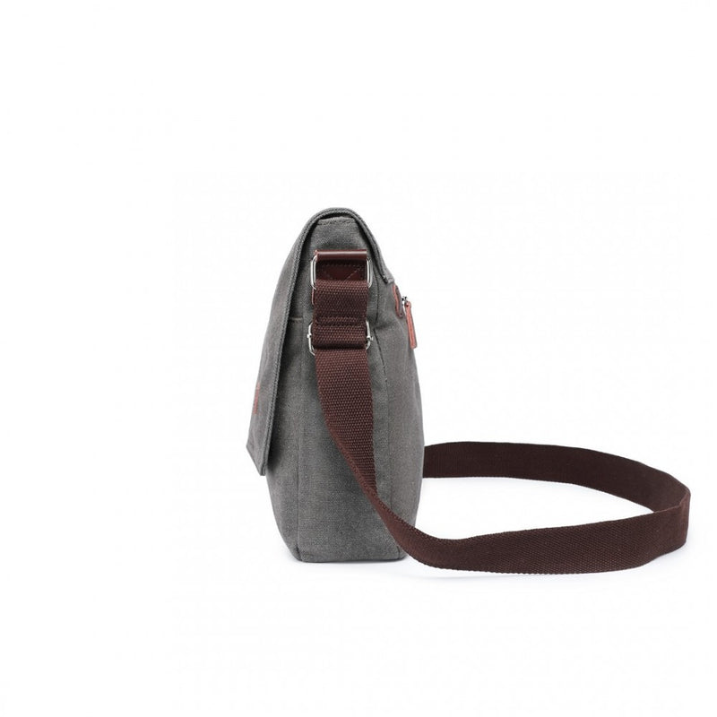 Durable Grey Canvas Crossbody Bag