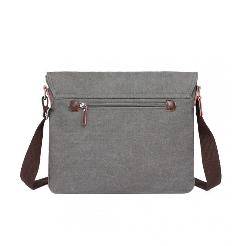 Durable Grey Canvas Crossbody Bag