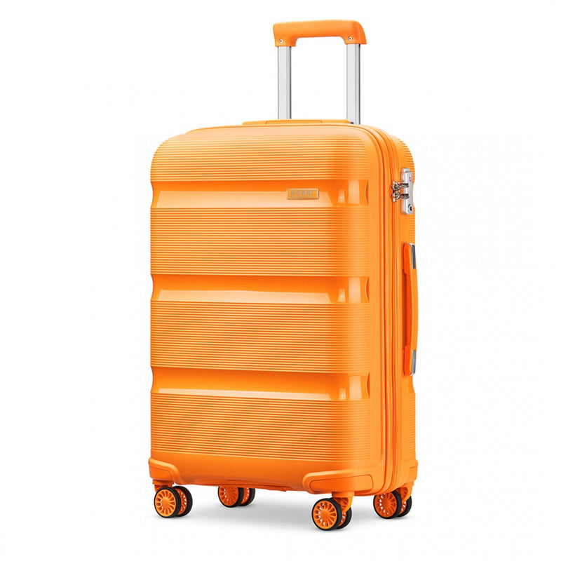 Kono 20 Inch Bright Hard Shell PP Carry-On Suitcase In Cabin Size - Orange