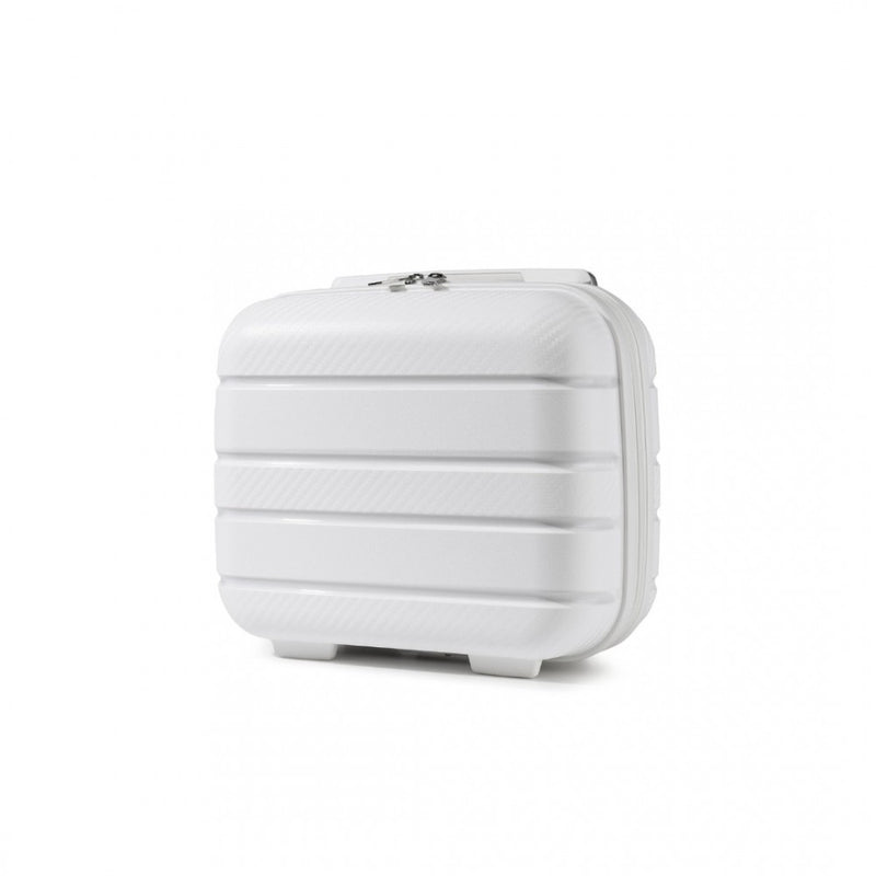 K2091L - Kono 14 Inch Multi Texture Hard Shell PP Vanity Case - Classic Collection - White