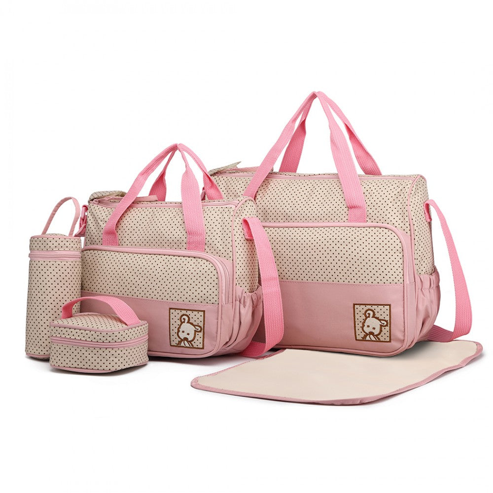 bag  Pink Polka Dot Maternity Baby Changing Bag Set Moda Bags My Store