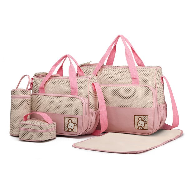 bag  Pink Polka Dot Maternity Baby Changing Bag Set Moda Bags My Store